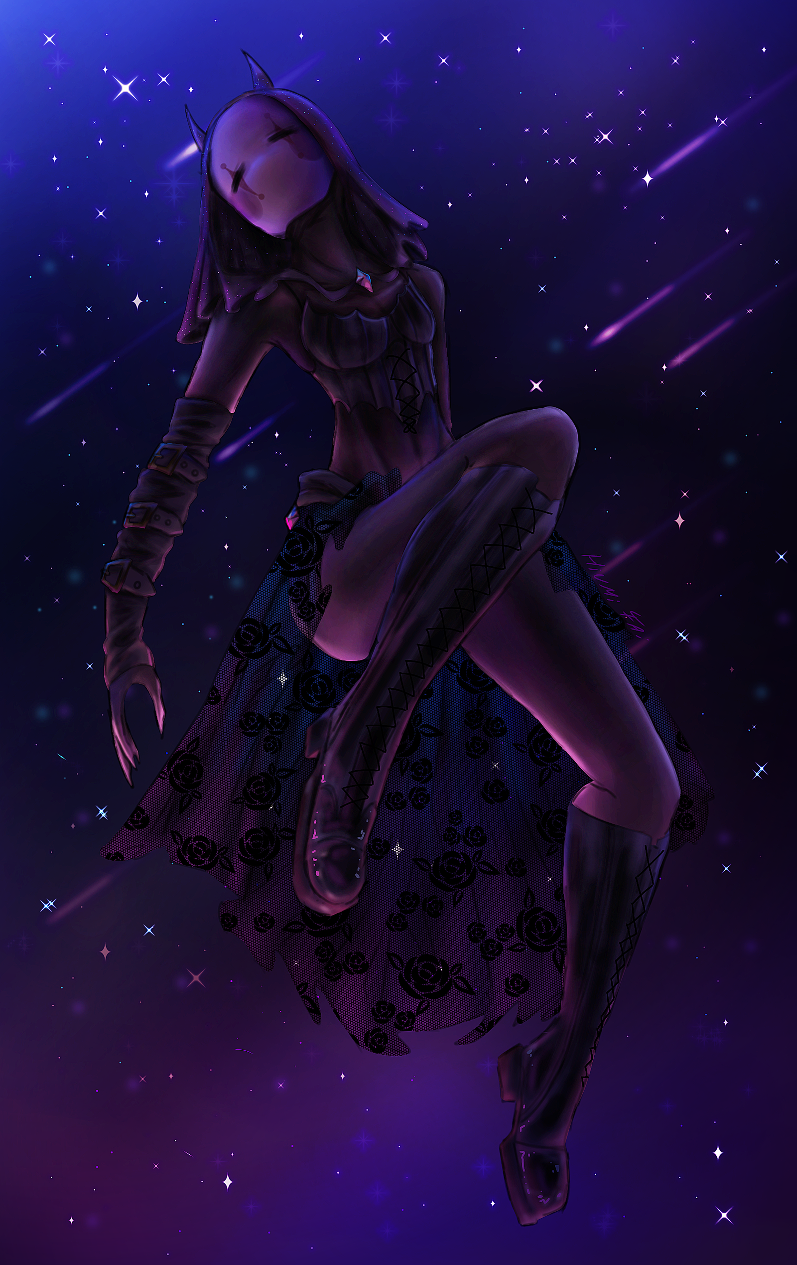 Ilustración con dualidad dulce y macabra, estética weirdcore, por Hiumi